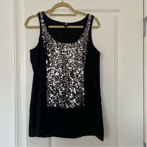 W by Worth Black Sleeveless Sequin Panel top Size 6